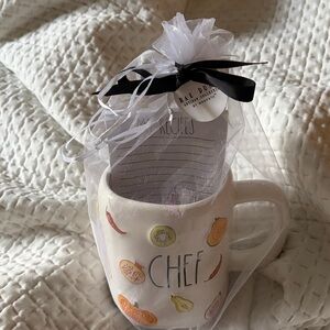 Rae Dunn White Ceramic Mug with Multicolor Fruit Accents